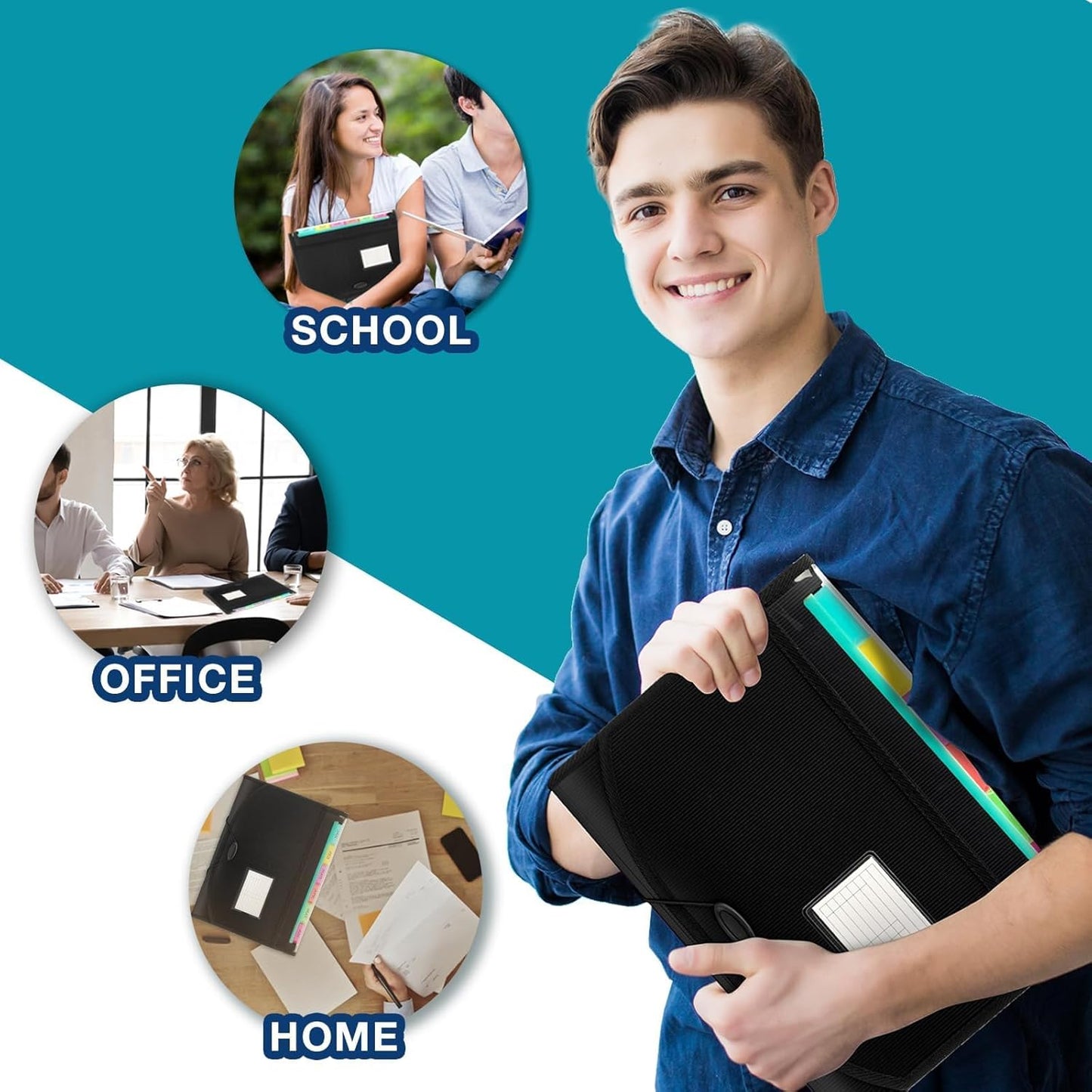 H4D Accordion File Organizer, 13 Pocket Expanding File Folder with Labels for Documents, Letter Size, 1 Pack