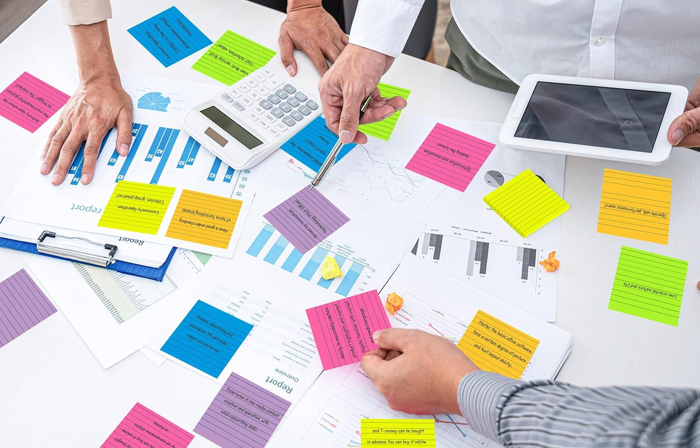 (12 Pads) Lined Sticky Notes 4x4 in Post, 6 Bright Colors with Lines Self-Stick Note Pads it, Strong Adhesive, 46 Sheets/Pad, 552 Sheets in Total