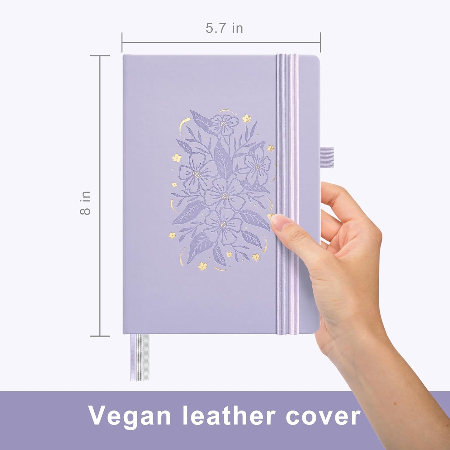 &And Per Se Lined Journal Notebook for Women&Men with Pattern, 160 Pages 100GSM Thick Paper, A5 Hardcover Journals for Writing(Lavender)