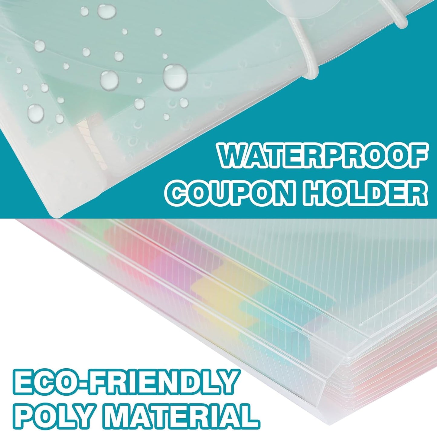 H4D Check Size 13 Pocket Expanding File Folder, Accordion File Organizer Wallet Case for Coupon Receipt Storage, 10 x 5.5 inches, Rainbow Color