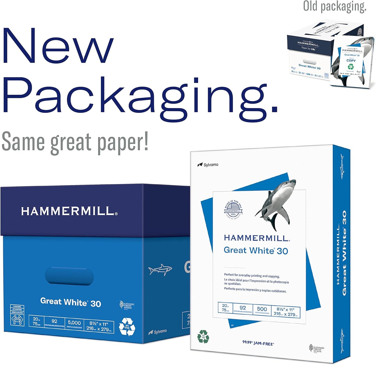 Hammermill Printer Paper, Great White 30% Recycled Paper, 8.5 x 11 - 1 Pallet, 40 Cases (200,000 Sheets) - 92 Bright, Made in the USA, 086700PLT