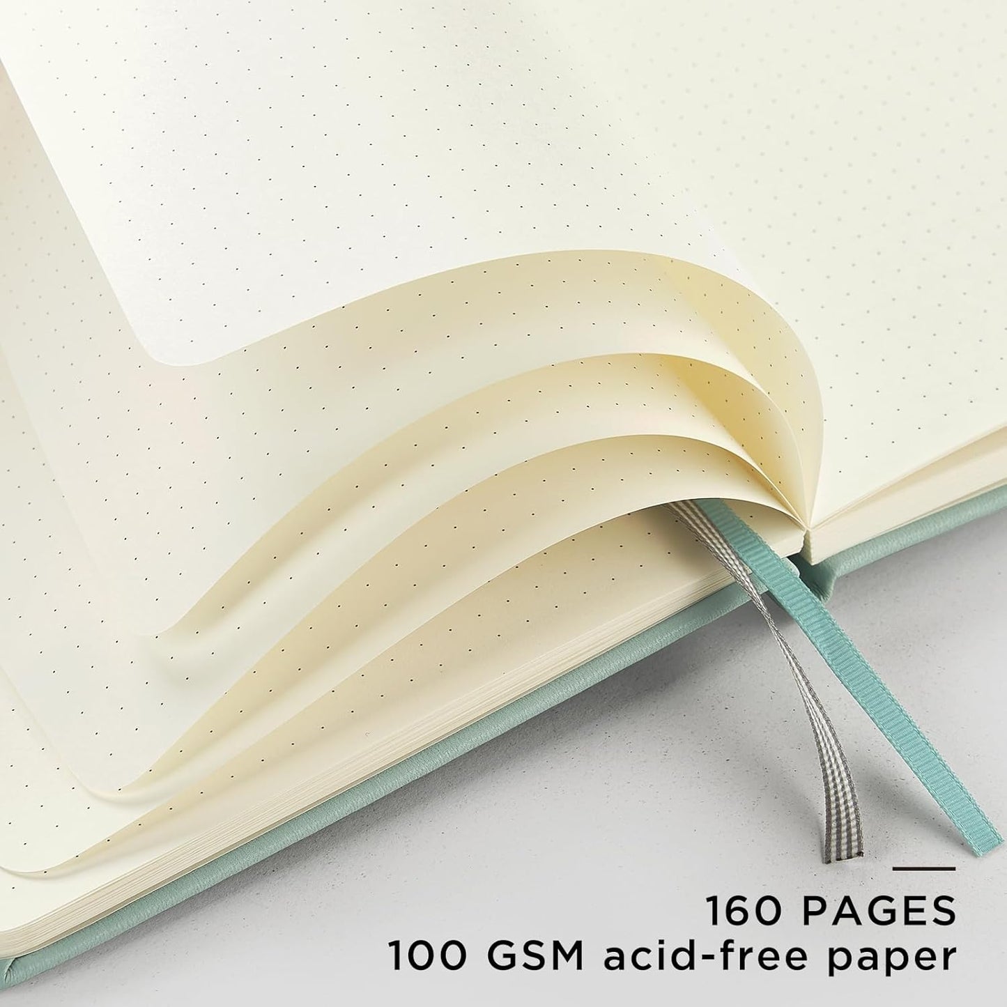 &And Per Se Dotted Journal Notebook, A5 Hardcover Leather Bullet Dotted Journal, 160 Pages 100 gsm Thick Dotted Paper，3 Sheets of Stickers Included - 5.7'' x 8'' (Light lavender)