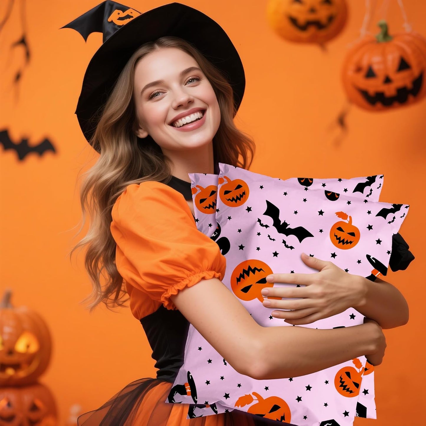 Halloween Poly Mailer 12x15.5 Inch 50 Pcs, Waterproof Shipping Bags for Clothing, Tear-Resistant Mailier Bags, Strong Mailing Bags with Self-Seal - Purple